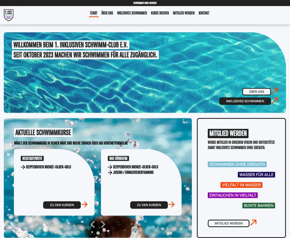 1. Inclusive Swimming Club website screenshot