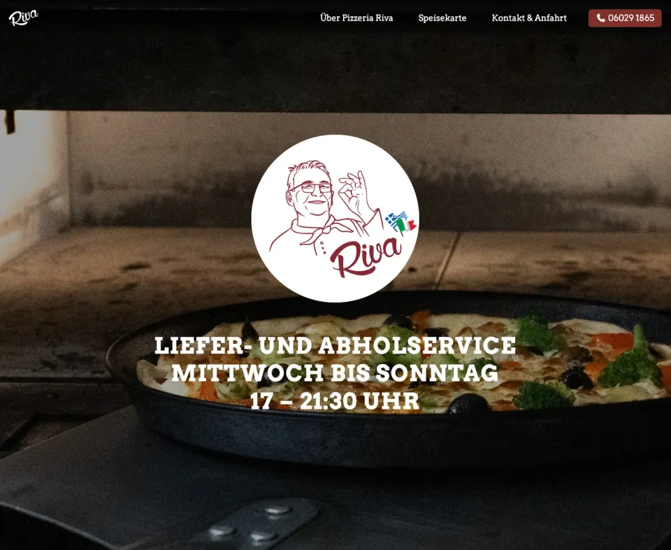 Pizzeria Riva website screenshot